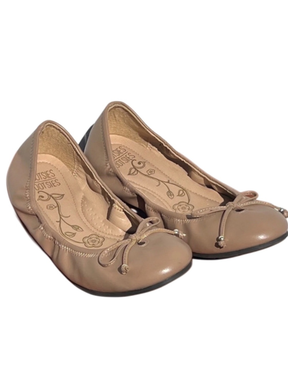 Mootsies Tootsies Cameo Women’s 8.5 W Taupe Ballet Flats Bow Comfort Shoes